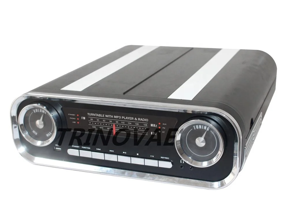 
Trinovae 3 Speed Retro Vinyl Record Player Turntable with Stereo Built-In Speakers, USB, SD, radio <span style=