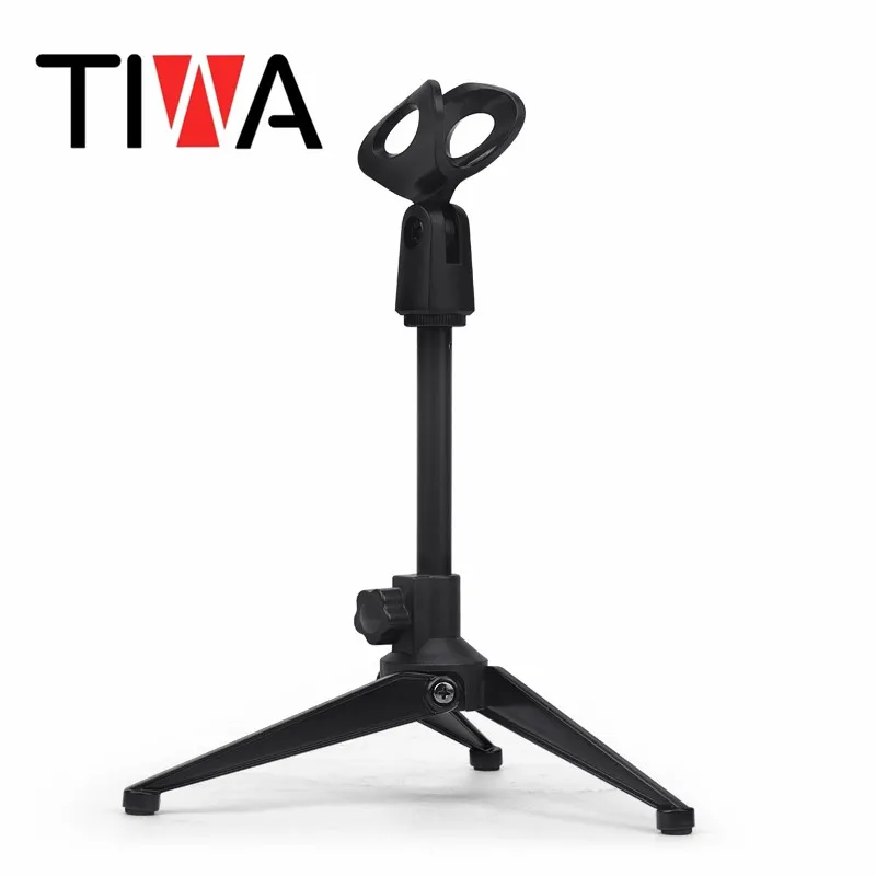 

Portable Microphone tripod foldable stand Holder with Adjustable Mic clip