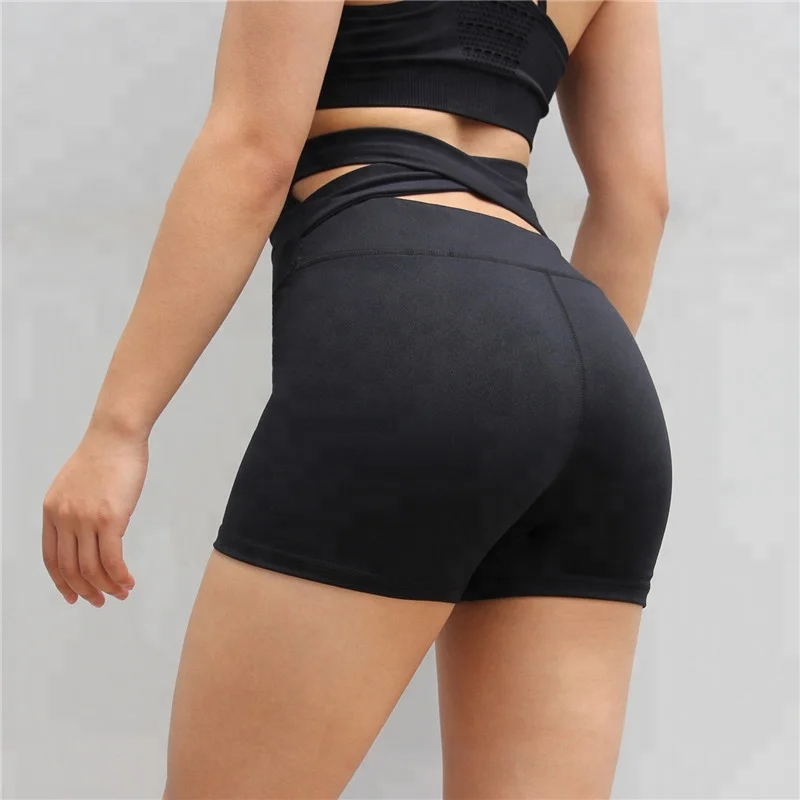 

Custom Workout Wholesale Women Gym Wear Plain Yoga Shorts Fitness, Black