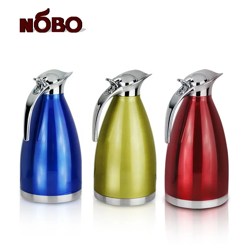 

NOBO Brand Elegant Portable Vacuum Insulation Stainless Steel Thermal Coffee Carafe with Press Button Lids, Customized color