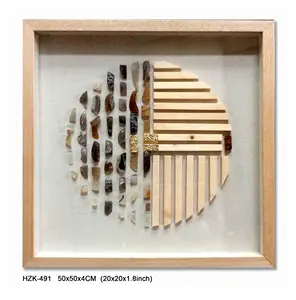 Home decoration Agates and woods wall decor 3d shadow box frame wall art