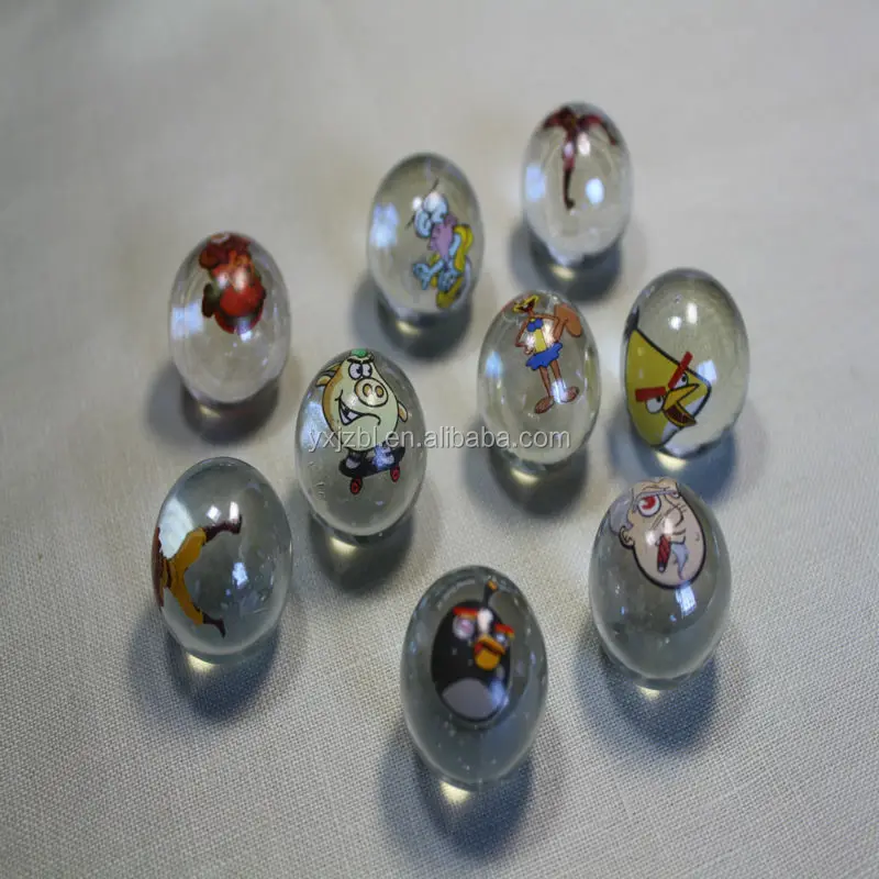 
Toy glass marbles ball with printed cartoon design 