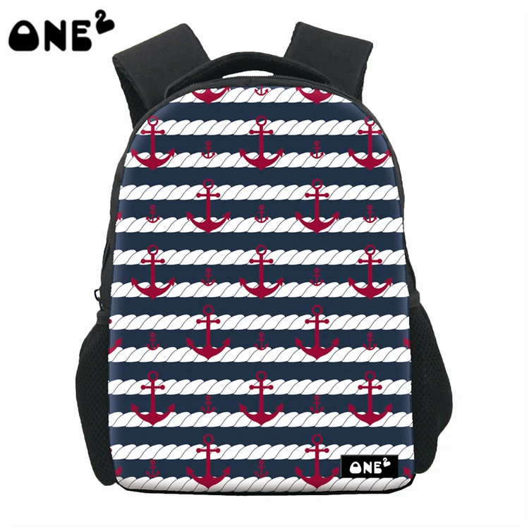 

ONE2 Design ship's anchor striped school bag backpack for school children kids students, Customized