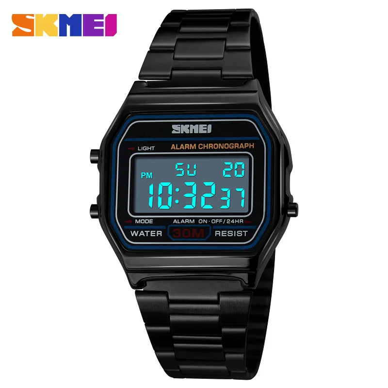 

Skmei 1123 Brand Men Women Fashion Electronic Led Digital Alarm Clock Outdoor Waterproof Sports Luxury Stainless Steel Watch Hot