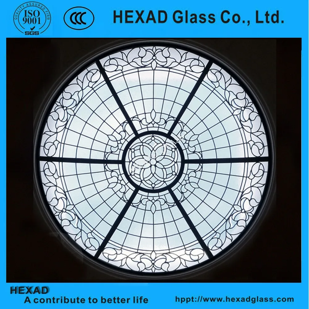 Large Stained Safety Tempered Laminated Glass Ceiling Panel Sheets