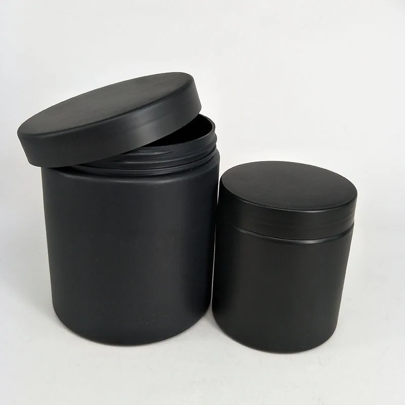 
Black Matte Soft Touch or Shiny black PET Protein Powder Jar 