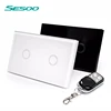 SESOO US Standard 2 gang 1 way RF Wireless Remote Control Light Wall WiFi Touch Switch for Home Automation