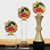 wholesale Unique Design cheap blank Metal 3D engraving Badminton Crystal Trophy for Sports Awards