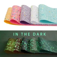 

Popular Fashion Glow In The Dark Glitter Ribbon Vinyl Leather For Bows