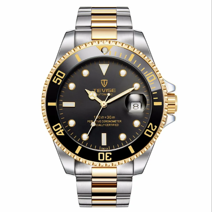 

Top brand stainless steel mechanical tevise watch men automatic luxury chain wrist watches, Colourful