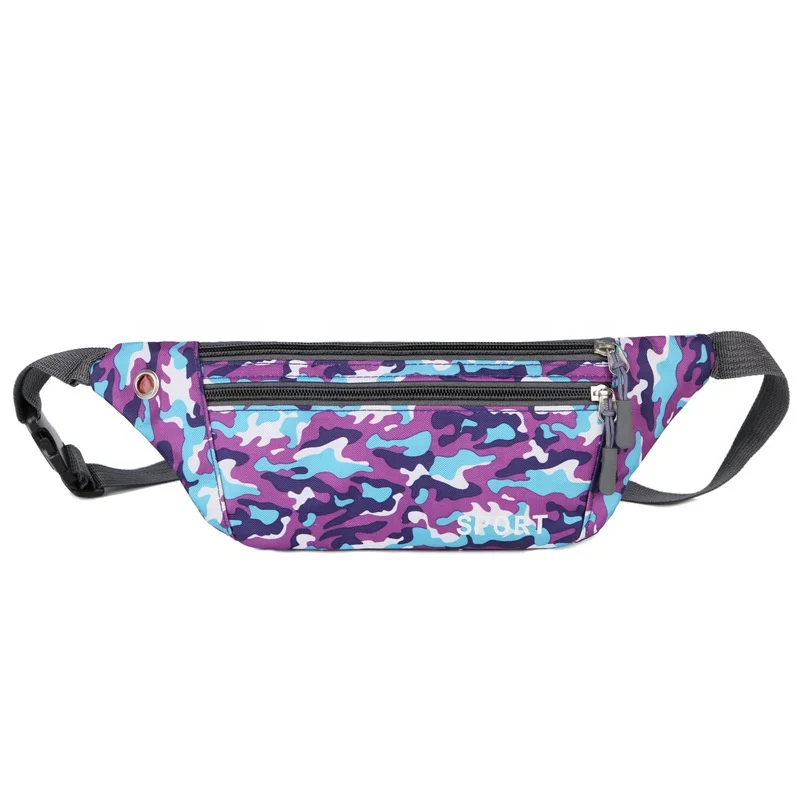 

Hot Selling Smart Lightweight Camouflage Fanny Pack Custom Logo Running Sport Outdoor Hip Pack Waterproof Waist Bum Bag, Black, navy gray, purple, pink