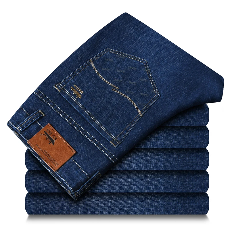 

2018 autumn winter New Men's Straight casual jeans Fashion Men thick denim trousers indigo blue male pant big size 2, Picture color