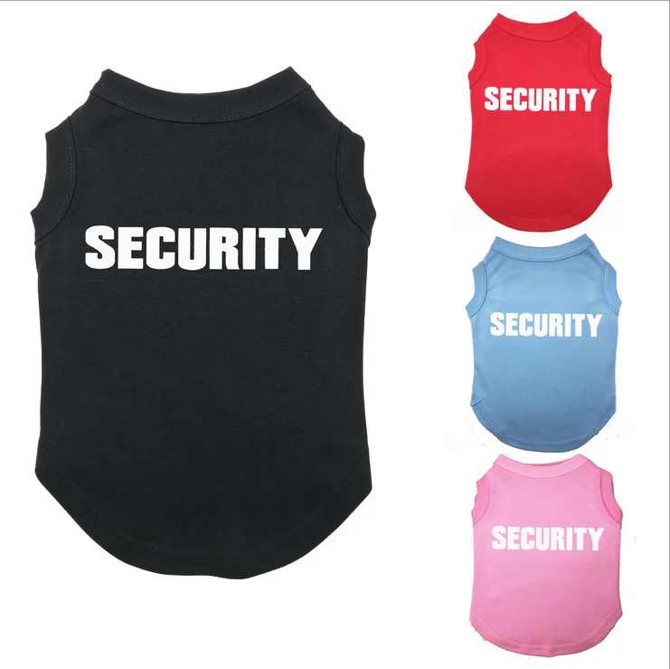 

Wholesale Charm Small Big Dog Print Custom Summer Pet Clothes Security Dog T Shirt, Red,green,orange,blue,yellow,can be customized