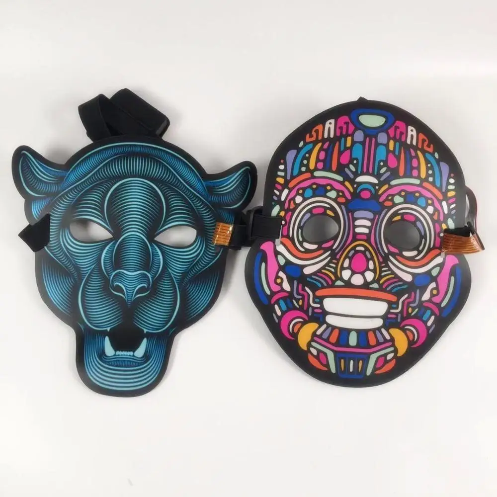 
New Design Halloween party mask blue color LED light mask glow Led party rave mask 