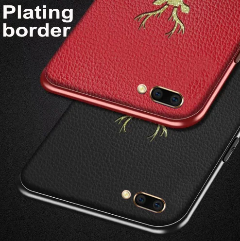 

Simple Case For A3S Case Plating Border Phone Case For OPPO A5 A57 A59 Glitter Deer Protective Shell