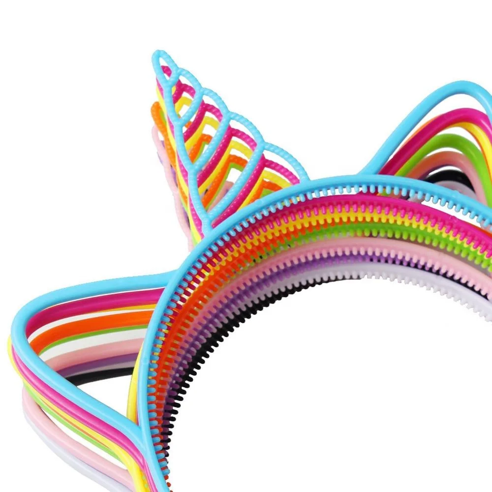 

Wholesale 9 Colors Unicorn Horn Plastic Head Band For Kids Party Fashion Elastic DIY Hair Accessories