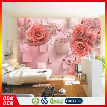 Pink Rose Design Paper Murals 3d Flower Wallpaper For Interior