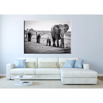 Black And White Elephant Family Canvas Painting Wall Art For Living Room Home Decorative Giclee Animal Printing Wholesale China View Elephant Canvas Painting Homedecorbb Product Details From Ningbo Xingediao Import Export Co Ltd