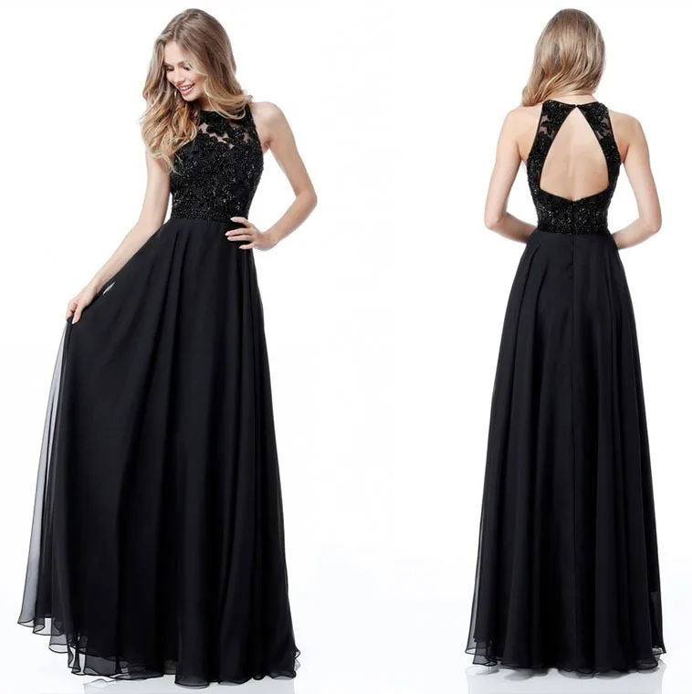2018 Goedkope Fashion Fancy Vrouwen Avondjurk Kant Mouwloze Tule Geplooide Elegant Black Prom Dress
