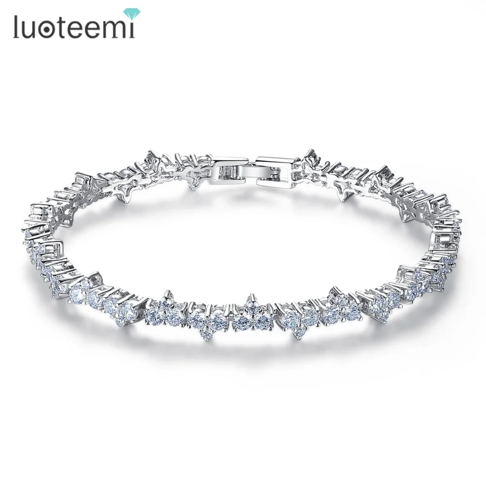 

LUOTEEMI New Arrival White Gold Plated Shining AAA Cubic Zirconia Tennis Bracelet For Women, N/a