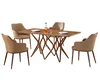 Antique solid wood dining table set dining room furniture wood table top iron table base with 6 chairs