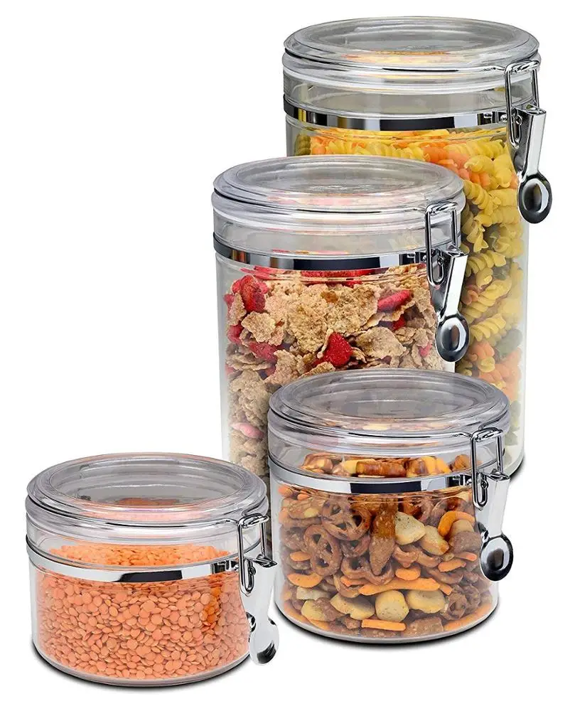 Square Glass Kitchen Storage Canister Jars - Crystal Clear Food Storage ...