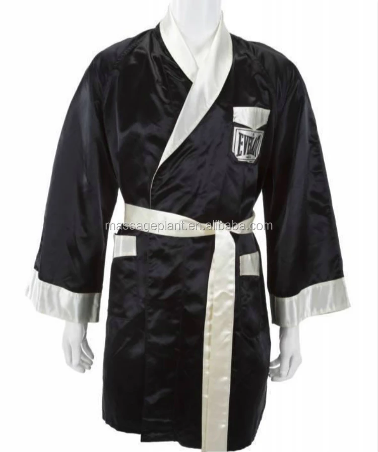 Black Boxing Robe With Cap Can Make Any Color Combo With Satin Fabric Buy Satin Boxing Robe