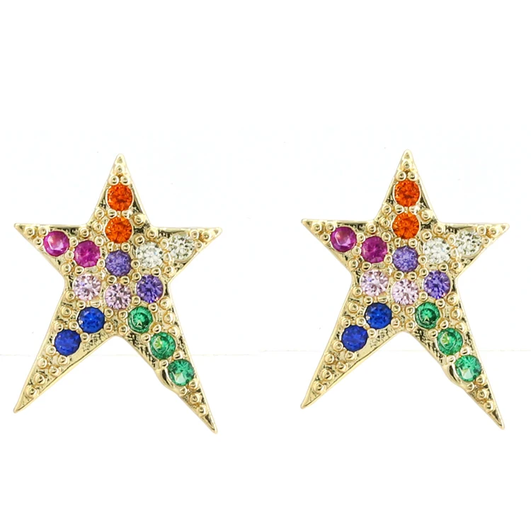 

Dainty Star Rainbow Zircon Multi Color Earring, Gold;silver;rose gold;black