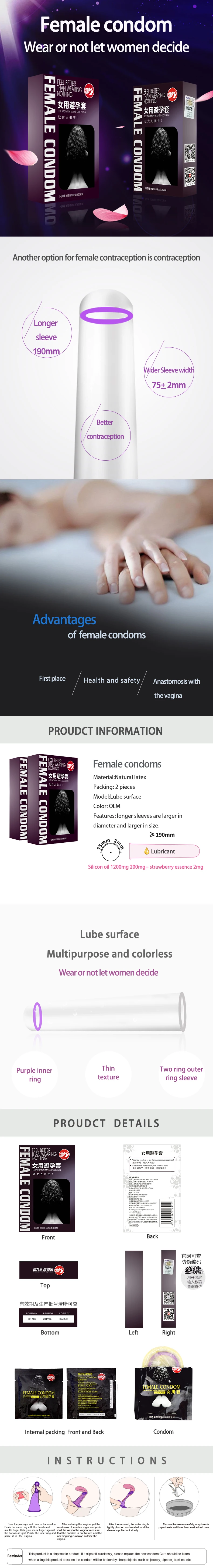 Special Contraceptive Female Lady Condom For Women