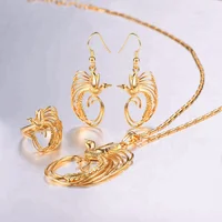 

U7 PNG Necklaces Earrings Ring 18K Gold Plated Bird of Paradise Jewelry Set for Women