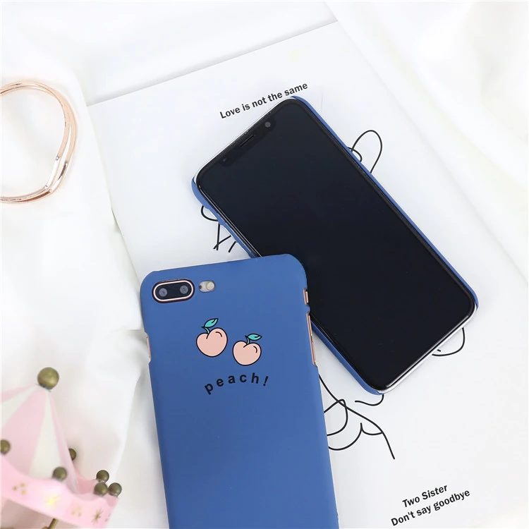 

hot sale Hard PC Matte Phone Case For iphone X max 7 6S 8 Plus Cover Lovely Cartoon Fruit Peach Painted Cases