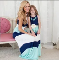 

Family Matching Outfits mother daughter Striped Contrast Dresses long dress for Mother and daughter