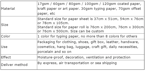 Custom Gold logo on the White 17gsm mg Acid Free Color Tissue Paper for Clothes Wrapping Packaging manufacture