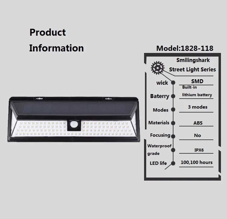 Smilingshark 118 SMD LED Wall Light Outdoor Nightlight human solar sensor wall light porch light