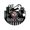 Hairdresser Barber Shop Tool Modern Design Vinyl Wall Clock 3D Laser Etched LP Record LED Lighting Clock Home Decoration