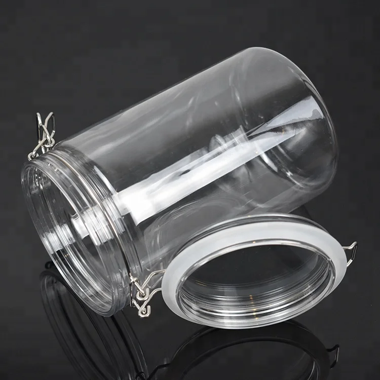 SGS 2L 2000ml clear candy container Round Shape PET Plastic Airtight Jars