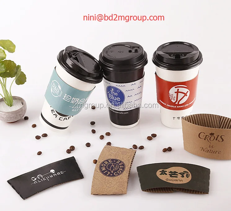 Disposable Logo Printed 16oz Double Wall Kraft Paper Coffee Cup With
