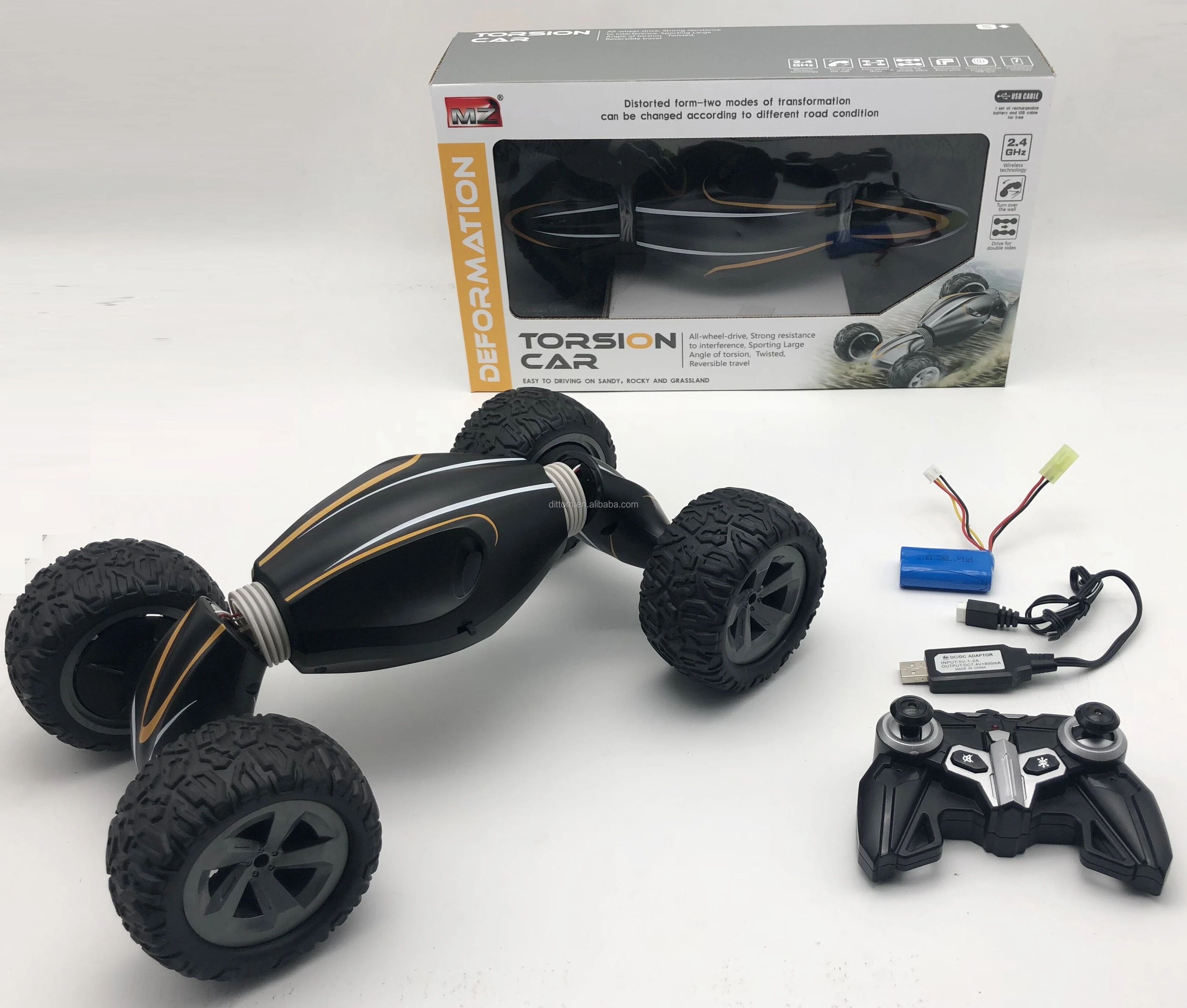 Double Sided Torsion car 2.4G 4WD 1:10 RC Twist Car Overturned Flexible Spinner Large Rc Stunt Rock Crawler truck