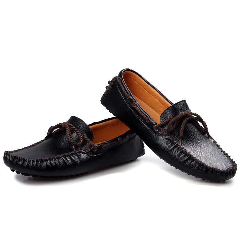 

OEM wholesale custom logo fashion new design slip on casual boat shoes loafers for men genuine leather upper rubber outsole