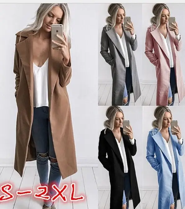 

ecowalson Winter Womens woolen trench slim parkas for women, N/a