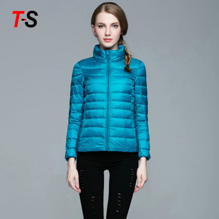 

Custom outwear stand collar multicolor women puffer short light down jacket, Customized color