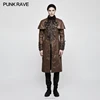 Y-802 Steampunk New Design Split Men Medium PU Coat +Flocking Fabric