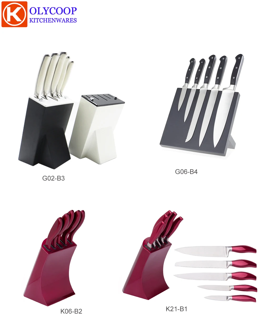 Best Sell Stainless Steel Knife Set Kitchen With Rubber Wood Blocks