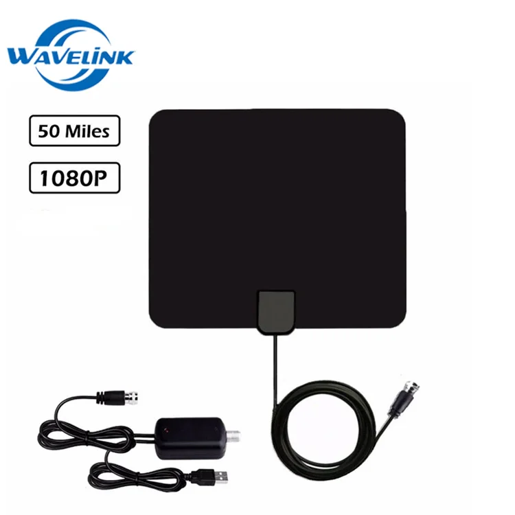 

High Gain Digital HD TV Indoor HDTV Antenna 50 Mile Range With Amplifier Signal Booster, Black;blue or customized