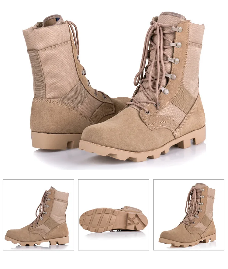Special Purpose Military Soldier Combat Boots High Cut Suede Leather