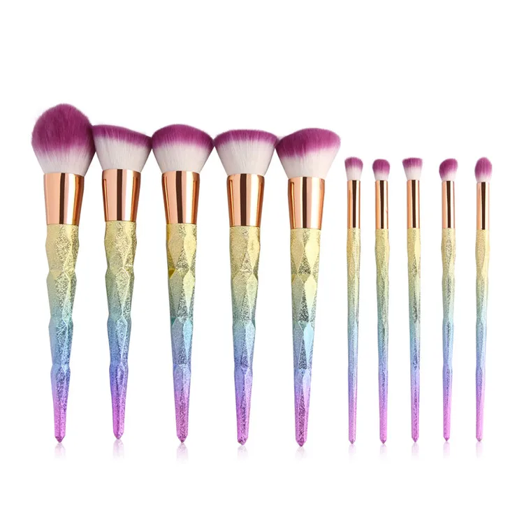 

2018 New Style 10Pcs Glitter Diamond Colorful Cosmetic Makeup Brush