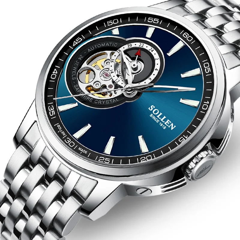 

SOLLEN Mechanical Watches Automatic men stainless steel wristwatch wholesale automatic SOLLEN watch