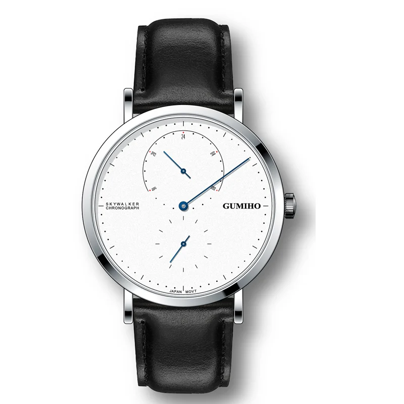 

Fashion simple boy genuine leather band stainless steel watch for mens, Silver