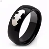 8mm Mens Laser Batman Symbol Tungsten Carbon Fiber Rings