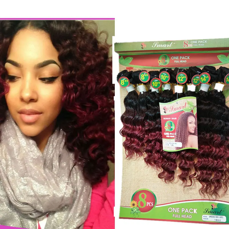 8 14inch 8pieces Pack Brazilian Grade Unprocessed Deep Wave Loose